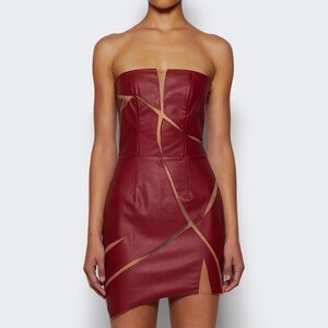 Di Petsa Healing Of A Broken Heart Mini Leather Dress in Red